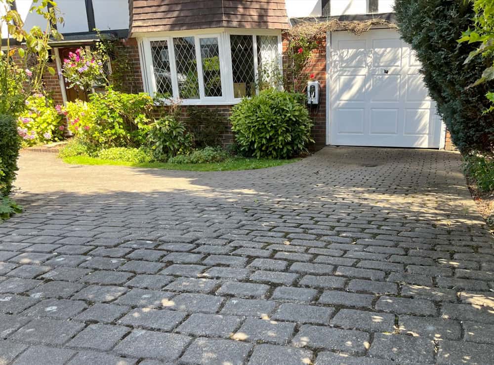 Imprinted Concrete Driveway Example Photo showing an imprinted concrete driveway in croydon